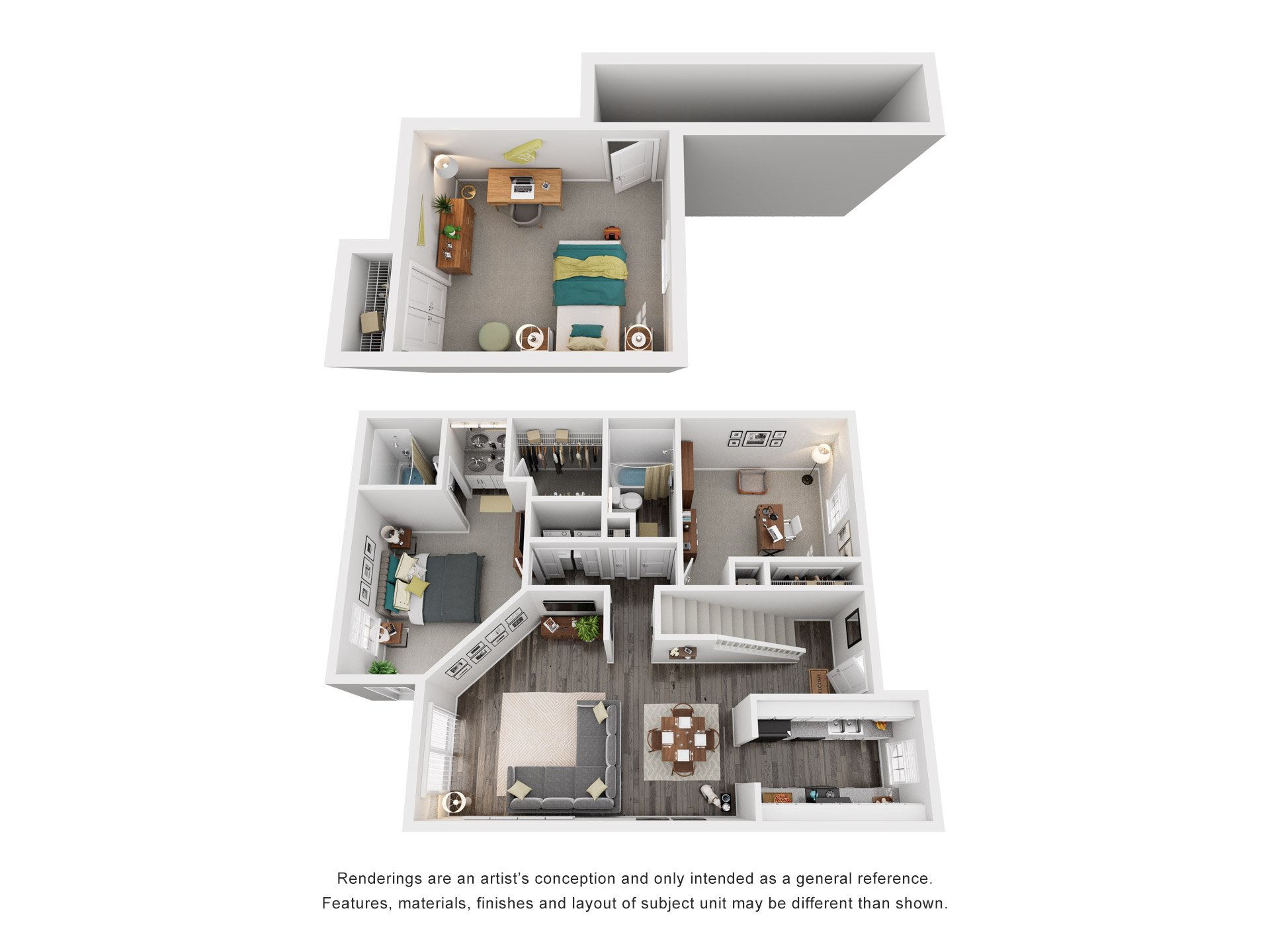 Floor plan for 3 beds, 2 baths, 1252 sqft